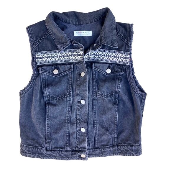 H&M Coachella Black Denim Vest - Picture 1 of 3